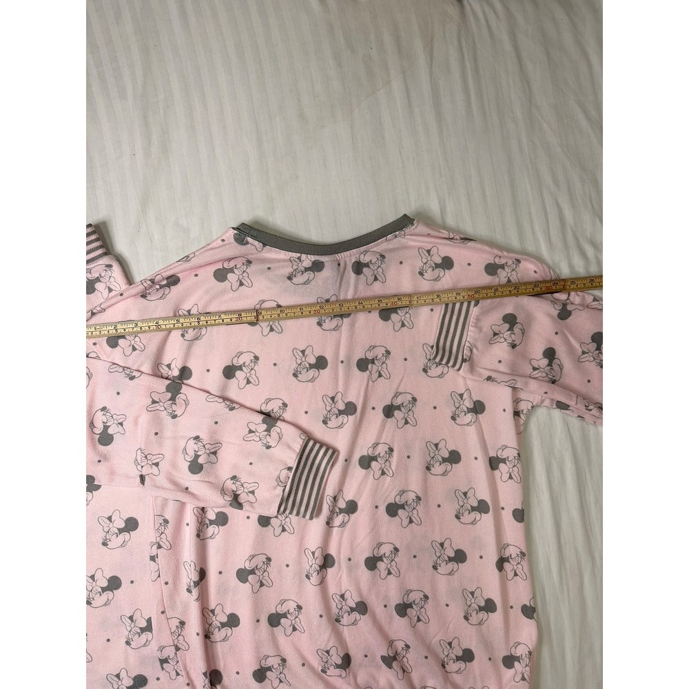 Disney Minnie Mouse Pink Gray Pajama Set Top Pants Women Medium - Picture 10 of 14